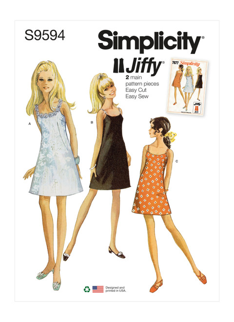 Simplicity Sewing Pattern 1960s Misses' Vintage Jiffy Dress - S9594 - 6-14 or 14-22 (U)