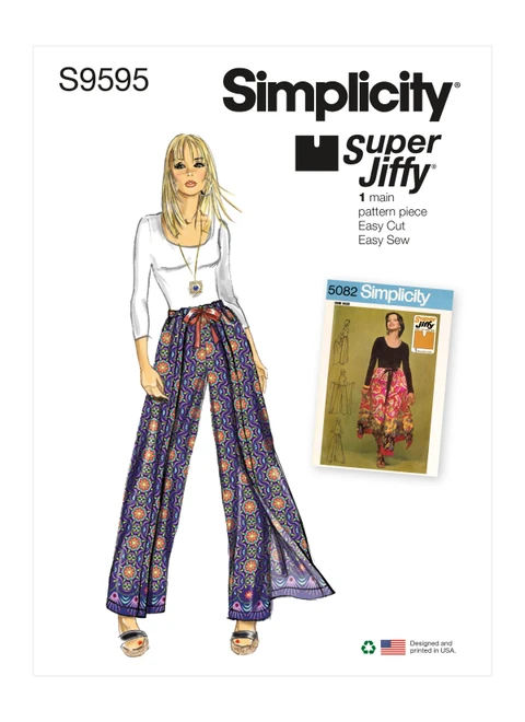 Simplicity Sewing Pattern 1970s Misses' Super Jiffy Wrap and Tie Pantskirt - S9595 - Size - One Size (K)
