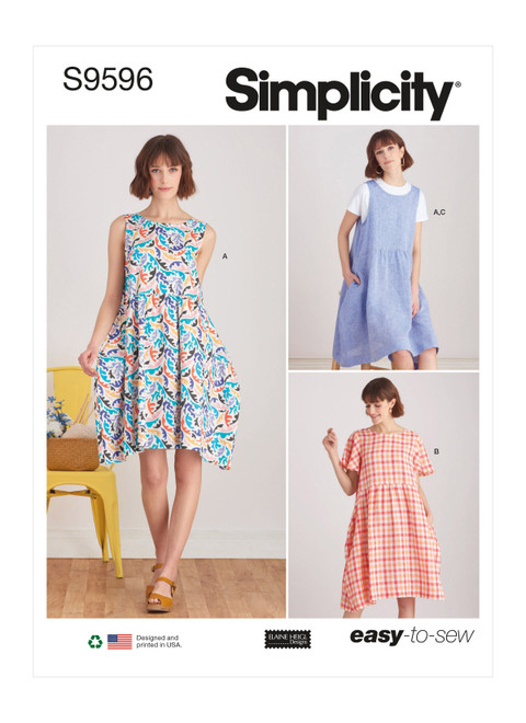 Simplicity Sewing Pattern Misses' Pullover Dress and Knit Top by Elaine Heigl - S9596 - XS-XL (A,L,N)