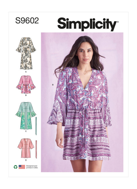 Simplicity Sewing Pattern Misses' Caftans and Wraps - S9602 - 6-14 or 16-24 (K)