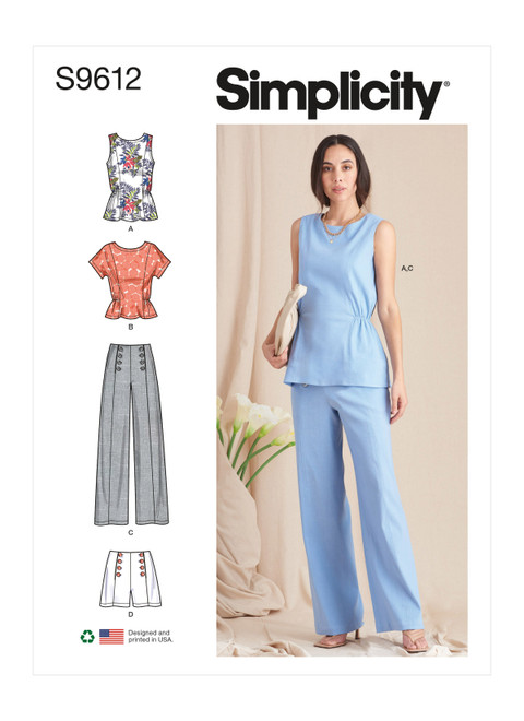 Simplicity Sewing Pattern Misses' Tops, Pants and Shorts - S9612 - 6-14 or 14-22 (U)