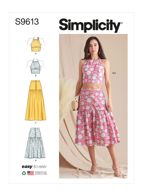Simplicity Sewing Pattern Misses' Top and Skirts - S9613 - 4-12 or 14-22 (U)