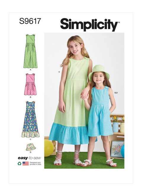 Simplicity Sewing Pattern Children's and Girls' Jumpsuit, Romper and Dress - S9617 - 3-6 or 7-14 (U)