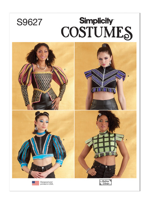 Simplicity Sewing Pattern Misses' Costume Tops by Andrea Schewe Designs - S9627 - 6-14 or 14-22 (A,L,N)