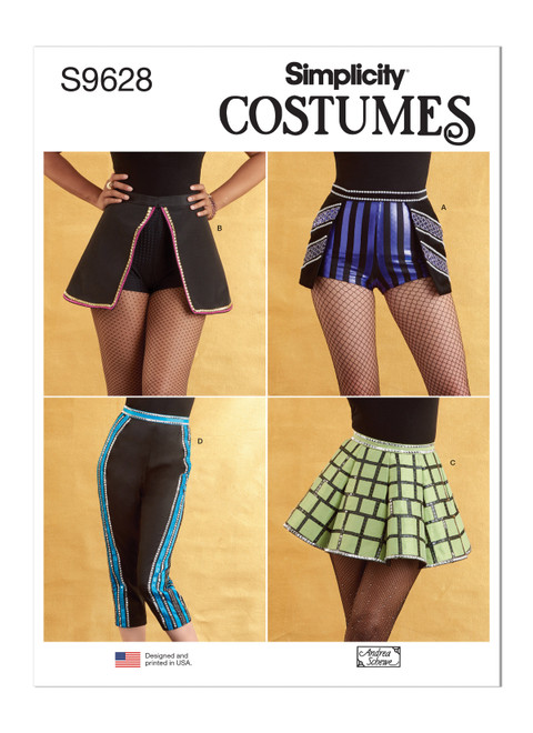 Simplicity Sewing Pattern Misses' Costume Skirts, Pants and Shorts by Andrea Schewe Designs - S9628 - 6-14 or 14-22 (A,L,N)