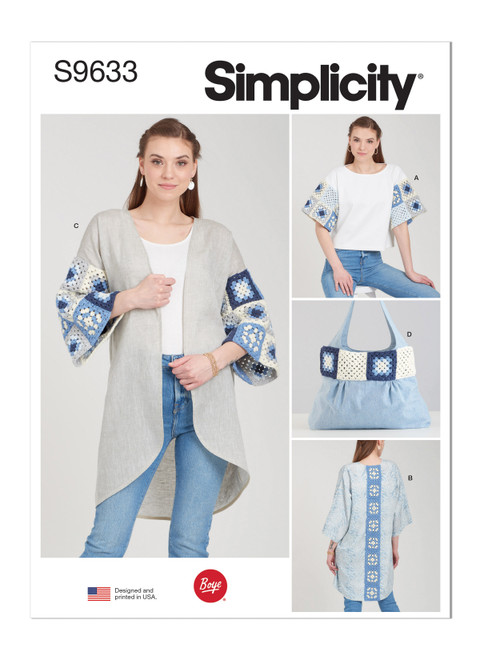Simplicity Sewing Pattern Misses' Crochet and Sew Top, Jacket and Bag - S9633 - Size - XS-XL (K)
