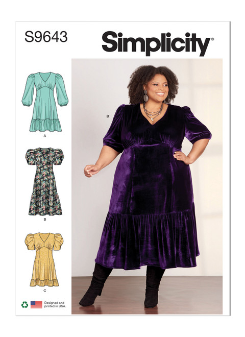 Simplicity Sewing Pattern Women's Dress - S9643 - 20w-28w or 30w-38w (U)