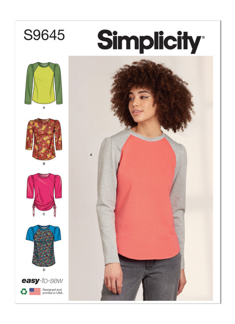 Simplicity Sewing Pattern Misses' Knit Tops - S9645 - Size - XS-XXL (K)
