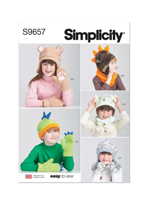 Simplicity Sewing Pattern Children's Hats and Mittens and Cowl Scarves - S9657 - Size - S-L (U)