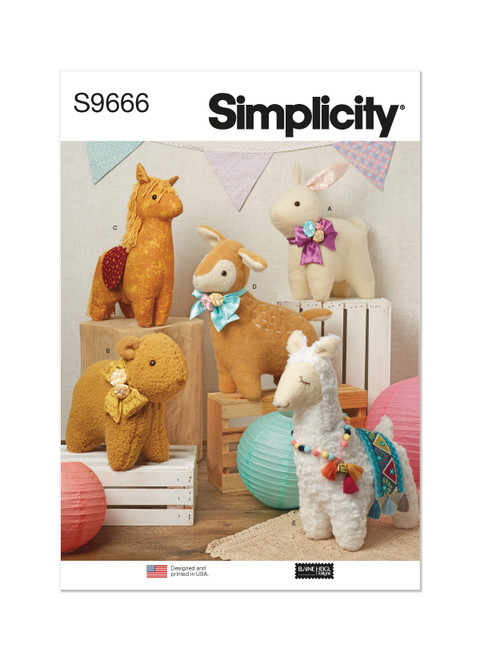 Simplicity Sewing Pattern Plush Animals by Elaine Heigl - S9666 - Size - One Size (D)