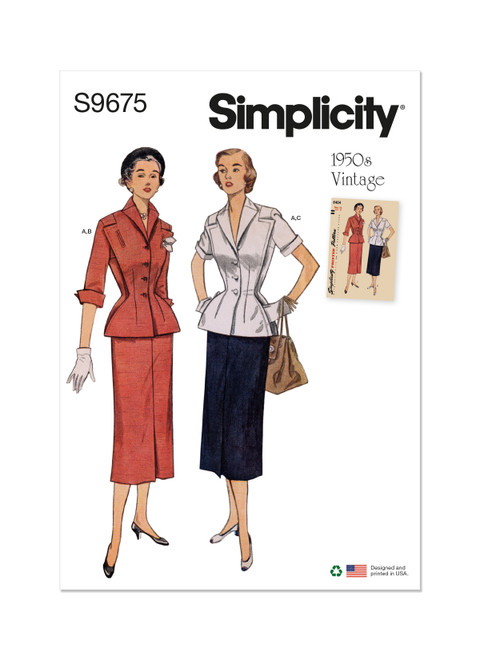 Simplicity Sewing Pattern Misses' Vintage Skirt and Jacket - S9675 - 6-14 or 16-24 (D)