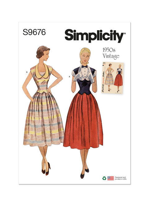 Simplicity Sewing Pattern 1950s Misses' Vintage Two-Piece Dresses - S9676 - 6-14 or 16-24 (D)