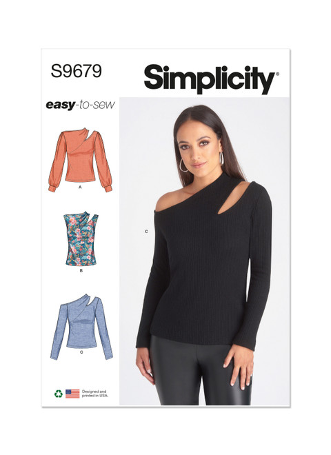 Simplicity Sewing Pattern Misses' Knit Top with Sleeve Variations - S9679 - 4-12 or 12-20 (U)