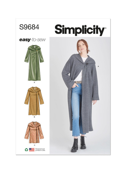 Simplicity Sewing Pattern Misses' Hooded Coats and Jacket with Length Variations - S9684 - 6-14 or 16-24 (A,L,N)