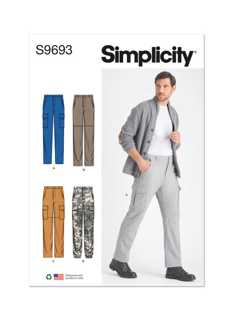 Simplicity Sewing Pattern Men's Cargo Pants - S9693 - 34-42 or 44-52 (U)