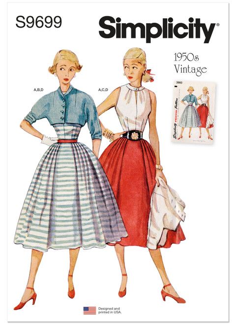 Simplicity Sewing Pattern 1950s Misses' Vintage Skirt, Blouse and Jacket - S9699 - 6-14 or 16-24 (D)