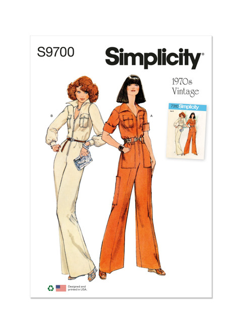 Simplicity Sewing Pattern 1970s Misses' Vintage Jumpsuit - S9700 - 8-16 or 18-26 (D)