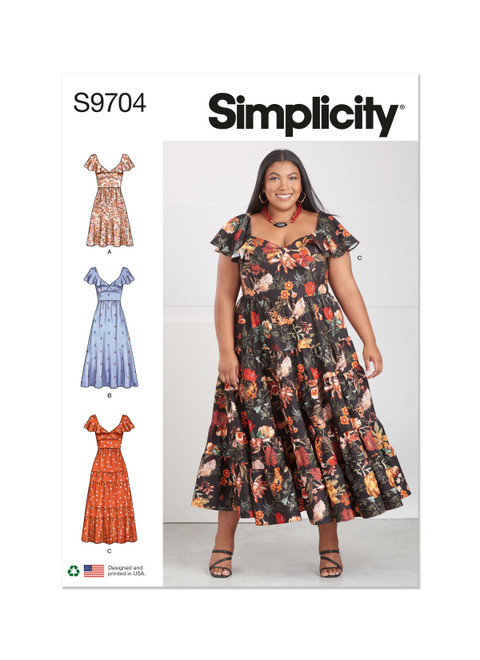 Simplicity Sewing Pattern Women's Dresses - S9704 - 20w-28w or 30w-38w (A,L,N)