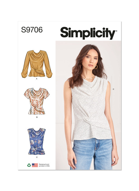 Simplicity Sewing Pattern Misses' Tops - S9706 - 8-16 or 18-26 (U)