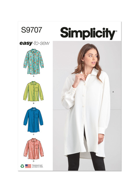 Simplicity Sewing Pattern Misses' Shirts - S9707 - 4-12 or 14-22 (U)