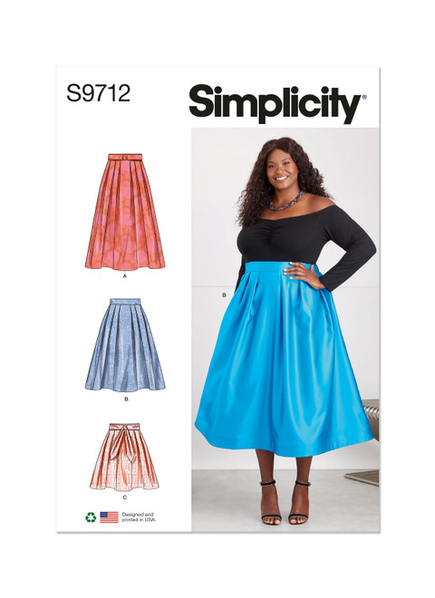 Simplicity Sewing Pattern Women's Skirts - S9712 - 20w-28w or 30w-38w (U)
