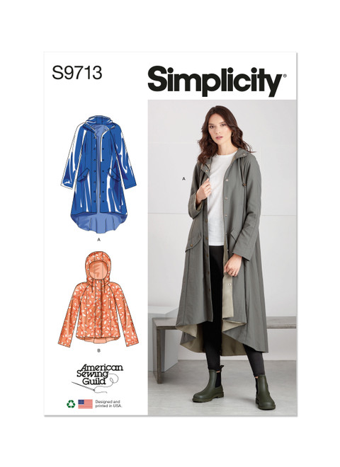 Simplicity Sewing Pattern Misses' Jacket in Two Lengths - Designed for American Sewing Guild - S9713 - 8-16 or 18-26 (A,L,N)