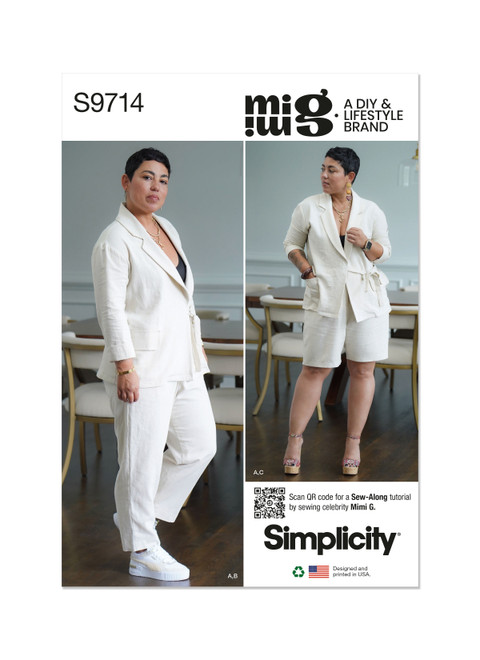 Simplicity Sewing Pattern Misses' Jacket, Pants and Shorts by Mimi G Style - S9714 - 8-16 or 18-26 (D)