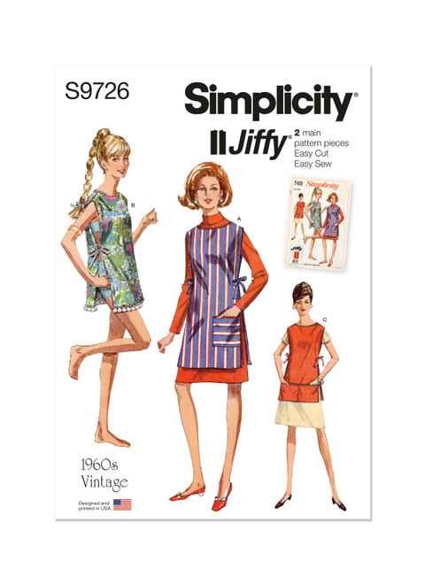 Simplicity Sewing Pattern 1960s Misses' Vintage Apron or Beach Cover-up in Two Lengths - S9726 - Size - One Size (D)