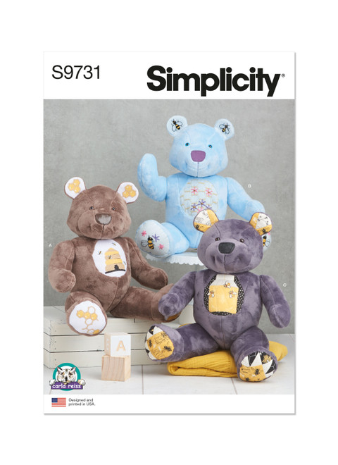 Simplicity Sewing Pattern Stuffed Bear by Carla Reiss Design - S9731 - Size - One Size (D)