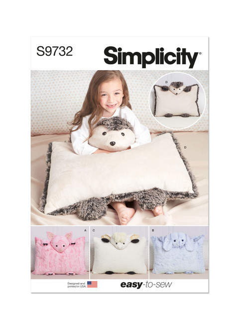 Simplicity Sewing Pattern Plush Animal Pillow Cases - S9732 - Size - One Size (U)