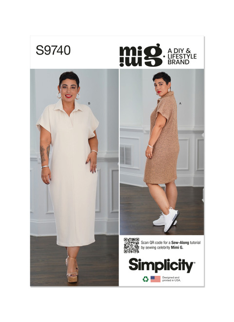 Simplicity Sewing Pattern Misses' Knit Dress in Two Lengths by Mimi G Style - S9740 - 4-12 or 12-20 (D)