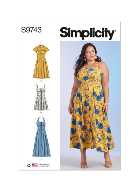 Simplicity Sewing Pattern Women's Dresses - S9743 - 20w-28w or 30w-38w (A,L,N)