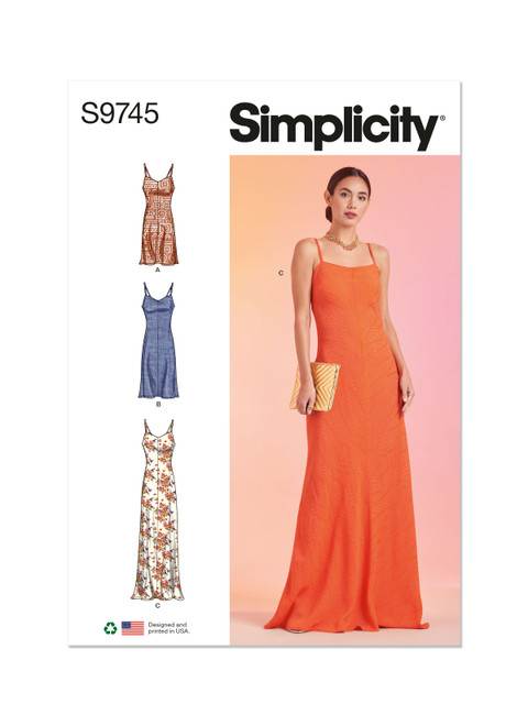 Simplicity Sewing Pattern Misses' Slip Dress in Three Lengths - S9745 - 8-16 or 18-26 (A,L,N)