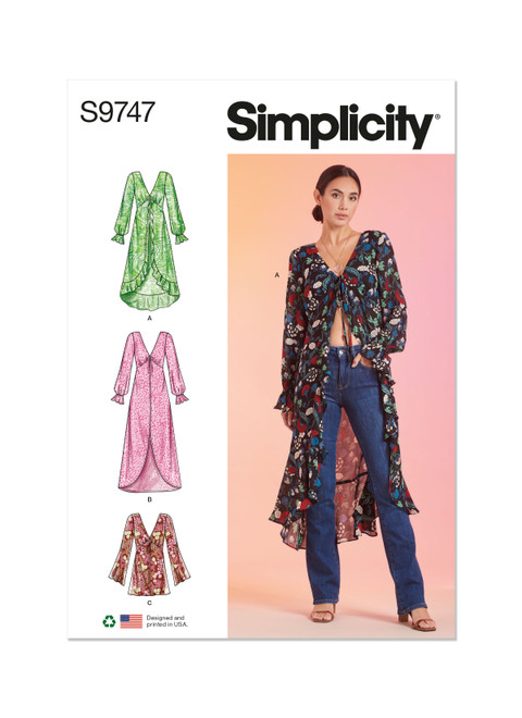 Simplicity Sewing Pattern Misses' Dusters - S9747 - 8-16 or 18-26 (U)