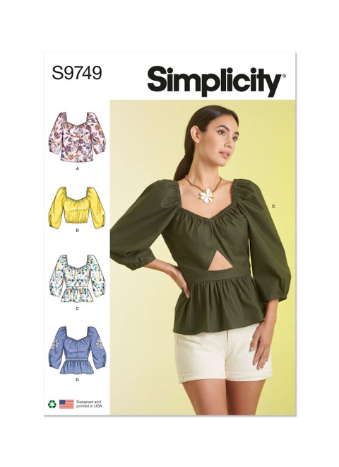 Simplicity Sewing Pattern Misses' Tops - S9749 - 8-16 or 18-26 (U)