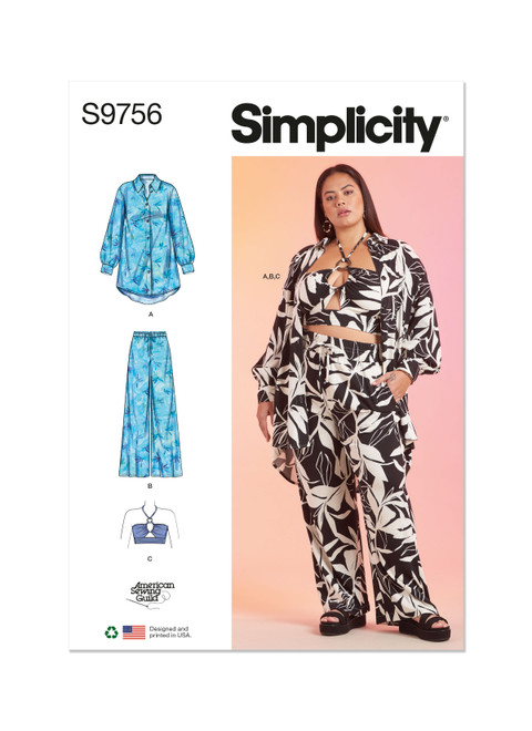 Simplicity Sewing Pattern Misses' and Women's Shirt, Pants and Halter Top for American Sewing Guild - S9756 - 10-18 or 20w-28w (D)