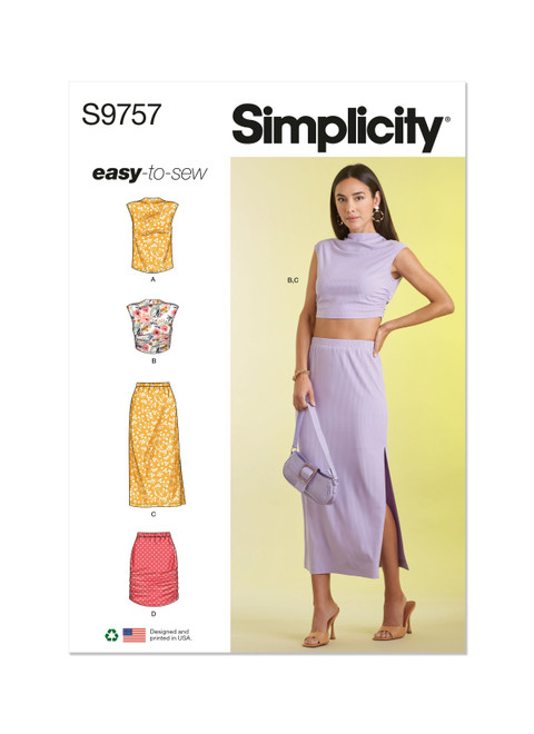 Simplicity Sewing Pattern Misses' Knit Top and Skirt in Two Lengths - S9757 - S-XXL (A,L,N)