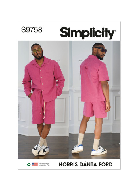 Simplicity Sewing Pattern Men's Shirts and Shorts by Norris Danta Ford - S9758 - 34-42 or 44-52 (D)