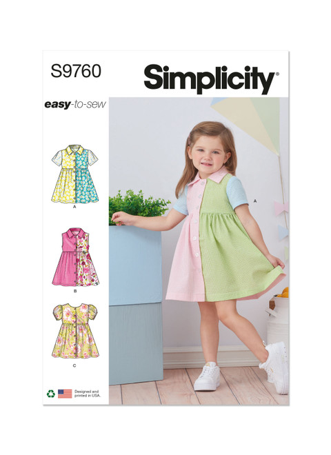 Simplicity Sewing Pattern Toddlers' Dress with Sleeve Variations - S9760 - Size - 1/2-4 (K)