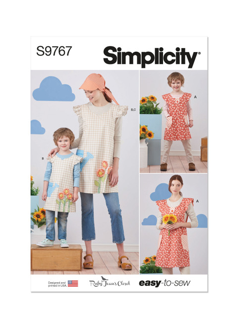 Simplicity Sewing Pattern Children's and Misses' Wrap Around Apron and Scarf Hat by Ruby Jean's Closet - S9767 - Size - S-L / S-L (D)