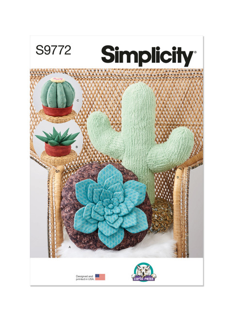 Simplicity Sewing Pattern Decorative Succulent and Cactus Plush Pillows by Carla Reiss Design - S9772 - Size - One Size (D)