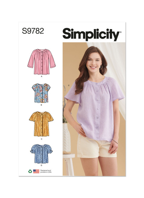 Simplicity Sewing Pattern Misses' Tops - S9782 - 8-16 or 18-26 (U)
