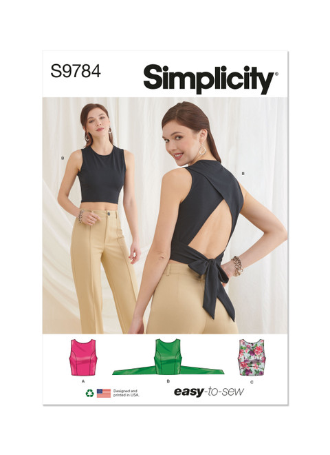 Simplicity Sewing Pattern Misses' Knit Tops - S9784 - Size - XS-XXL (U)