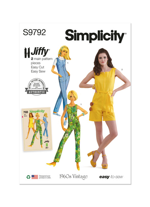 Simplicity Sewing Pattern Misses' Jumpsuit in Two Lengths - S9792 - 6-14 or 16-24 (D)