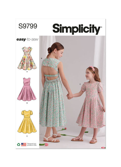 Simplicity Sewing Pattern Children's and Girls' Dresses - S9799 - 3-6 or 7-14 (K)