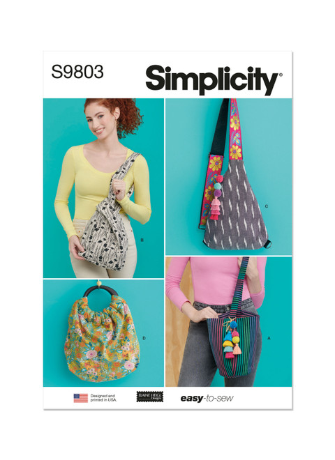 Simplicity Sewing Pattern Bags in Four Styles by Elaine Heigl Designs - S9803 - Size - One Size (D)