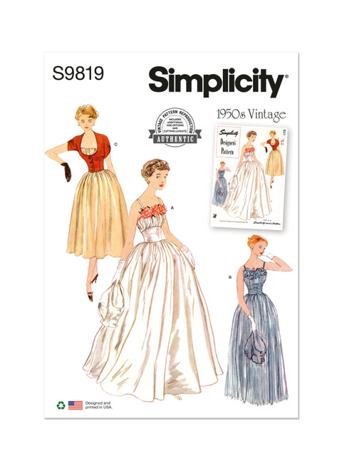 Simplicity Sewing Pattern 1950s Misses' Dresses and Jacket - S9819 - 8-16 or 18-26 (D)