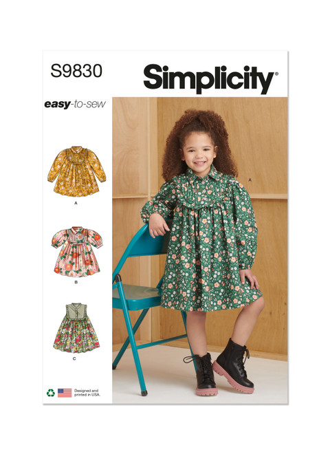Simplicity Sewing Pattern Children's Dresses - S9830 - Size - 3-8 (K)