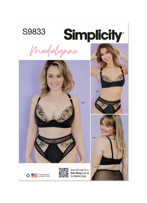 Simplicity Sewing Pattern Misses' and Women's Bra, Panty and Thong by Madalynne Intimates - S9833 - Size - One Size (D)