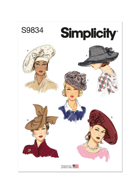 Simplicity Sewing Pattern Misses' Hats in Five Styles - S9834 - Size - One Size (U)